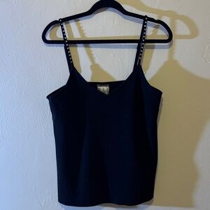 Vocal Black Camisole with Embellished Straps